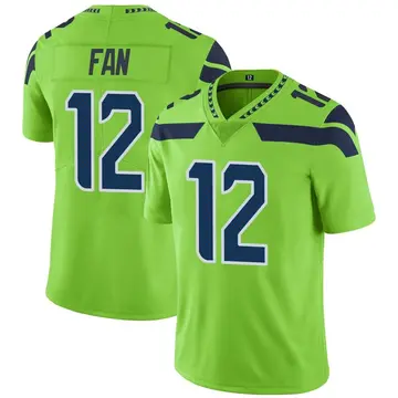 Nike 12th Fan Men's Limited Seattle Seahawks Green Color Rush Neon Jersey