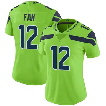 Nike 12th Fan Women's Limited Seattle Seahawks Green Color Rush Neon Jersey