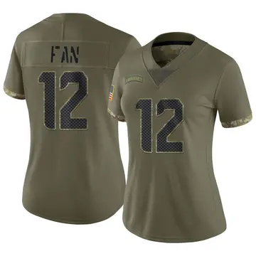 Nike 12th Fan Women's Limited Seattle Seahawks Olive 2022 Salute To Service Jersey