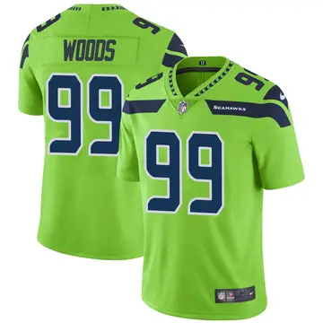 Nike Al Woods Men's Limited Seattle Seahawks Green Color Rush Neon Jersey