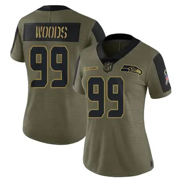 Nike Al Woods Women's Limited Seattle Seahawks Olive 2021 Salute To Service Jersey