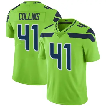 Nike Alex Collins Men's Limited Seattle Seahawks Green Color Rush Neon Jersey