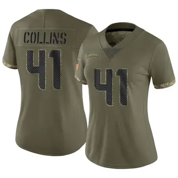 Nike Alex Collins Women's Limited Seattle Seahawks Olive 2022 Salute To Service Jersey