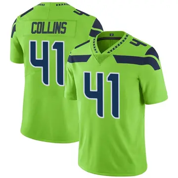 Nike Alex Collins Youth Limited Seattle Seahawks Green Color Rush Neon Jersey