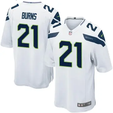 Nike Artie Burns Men's Game Seattle Seahawks White Jersey