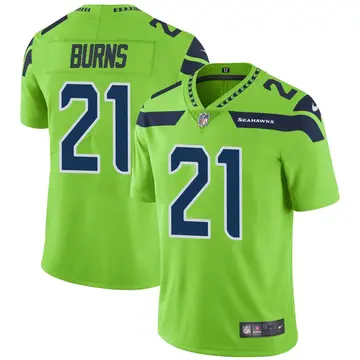 Nike Artie Burns Men's Limited Seattle Seahawks Green Color Rush Neon Jersey
