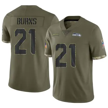Nike Artie Burns Men's Limited Seattle Seahawks Olive 2022 Salute To Service Jersey