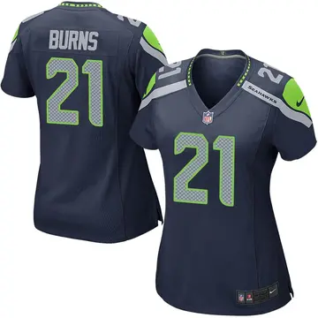 Nike Artie Burns Women's Game Seattle Seahawks Navy Team Color Jersey
