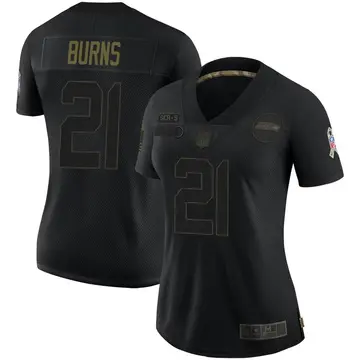 Nike Artie Burns Women's Limited Seattle Seahawks Black 2020 Salute To Service Jersey