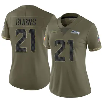Nike Artie Burns Women's Limited Seattle Seahawks Olive 2022 Salute To Service Jersey