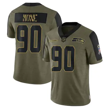Nike Bryan Mone Men's Limited Seattle Seahawks Olive 2021 Salute To Service Jersey