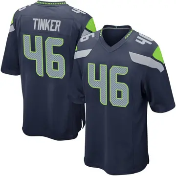 Nike Carson Tinker Men's Game Seattle Seahawks Navy Team Color Jersey