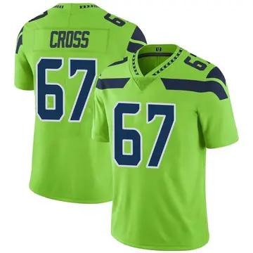 Nike Charles Cross Men's Limited Seattle Seahawks Green Color Rush Neon Jersey