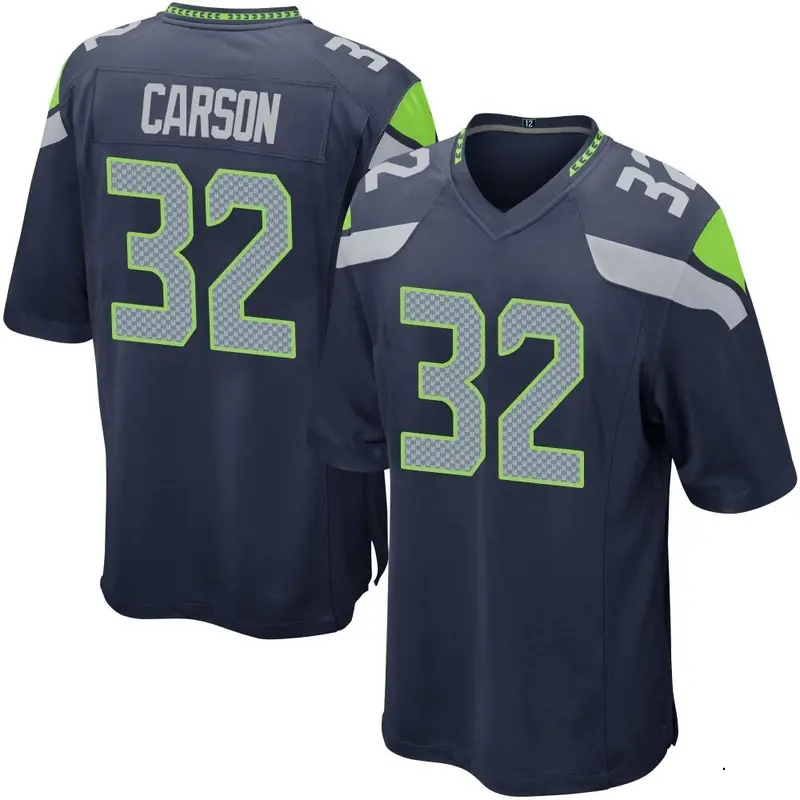 Nike Chris Carson Youth Game Seattle Seahawks Navy Team Color Jersey