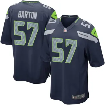 Nike Cody Barton Men's Game Seattle Seahawks Navy Team Color Jersey