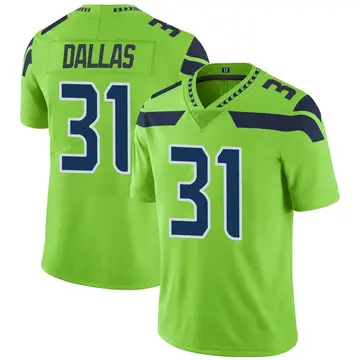 Nike DeeJay Dallas Men's Limited Seattle Seahawks Green Color Rush Neon Jersey