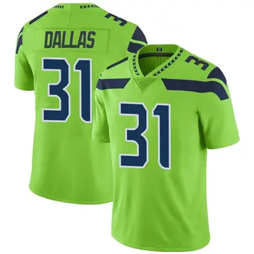 Nike DeeJay Dallas Youth Limited Seattle Seahawks Green Color Rush Neon Jersey