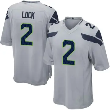 Nike Drew Lock Men's Game Seattle Seahawks Gray Alternate Jersey