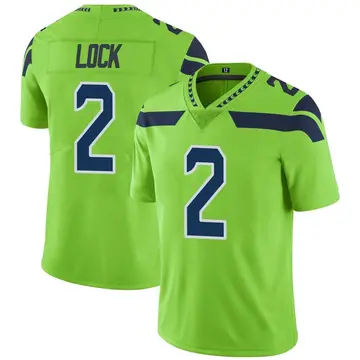 Nike Drew Lock Men's Limited Seattle Seahawks Green Color Rush Neon Jersey
