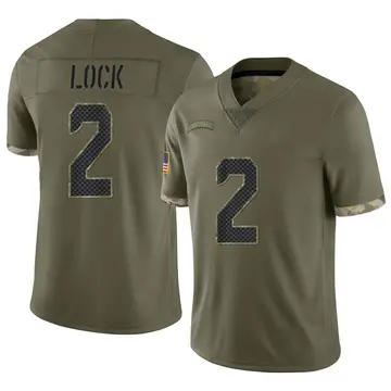 Nike Drew Lock Men's Limited Seattle Seahawks Olive 2022 Salute To Service Jersey