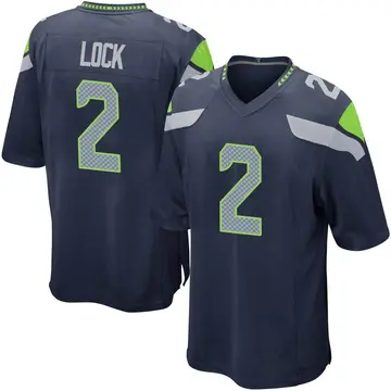 Nike Drew Lock Youth Game Seattle Seahawks Navy Team Color Jersey
