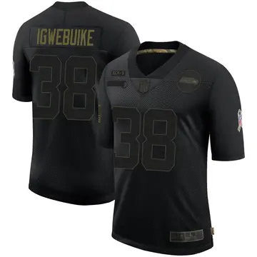 Nike Godwin Igwebuike Men's Limited Seattle Seahawks Black 2020 Salute To Service Jersey