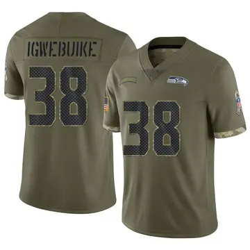Nike Godwin Igwebuike Men's Limited Seattle Seahawks Olive 2022 Salute To Service Jersey
