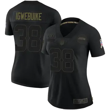 Nike Godwin Igwebuike Women's Limited Seattle Seahawks Black 2020 Salute To Service Jersey