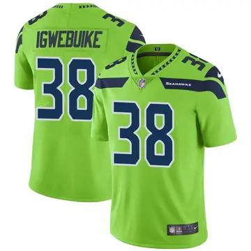 Nike Godwin Igwebuike Youth Limited Seattle Seahawks Green Color Rush Neon Jersey