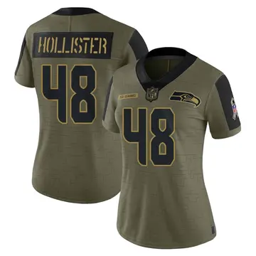 Nike Jacob Hollister Women's Limited Seattle Seahawks Olive 2021 Salute To Service Jersey
