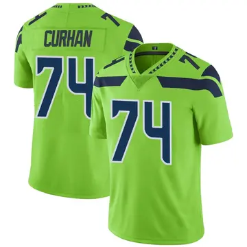 Nike Jake Curhan Men's Limited Seattle Seahawks Green Color Rush Neon Jersey
