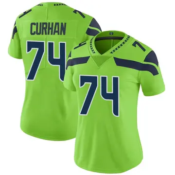 Nike Jake Curhan Women's Limited Seattle Seahawks Green Color Rush Neon Jersey