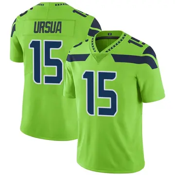 Nike John Ursua Men's Limited Seattle Seahawks Green Color Rush Neon Jersey