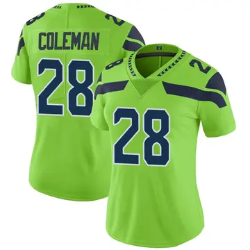Nike Justin Coleman Women's Limited Seattle Seahawks Green Color Rush Neon Jersey