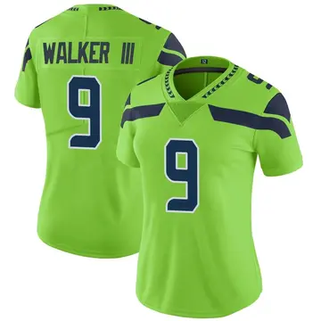 Nike Kenneth Walker III Women's Limited Seattle Seahawks Green Color Rush Neon Jersey