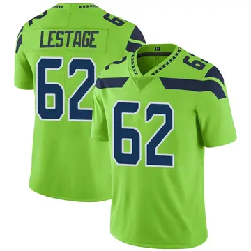 Nike Pier-Olivier Lestage Men's Limited Seattle Seahawks Green Color Rush Neon Jersey