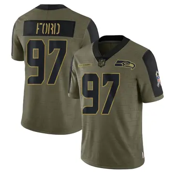 Nike Poona Ford Men's Limited Seattle Seahawks Olive 2021 Salute To Service Jersey