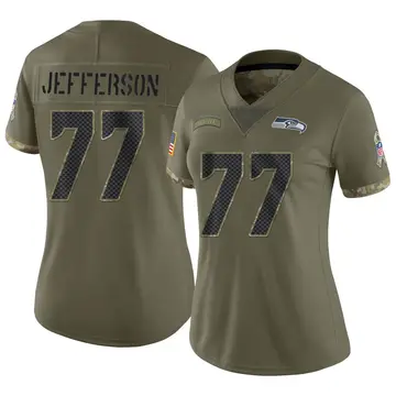 Nike Quinton Jefferson Women's Limited Seattle Seahawks Olive 2022 Salute To Service Jersey