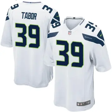 Nike Teez Tabor Men's Game Seattle Seahawks White Jersey