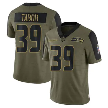 Nike Teez Tabor Men's Limited Seattle Seahawks Olive 2021 Salute To Service Jersey