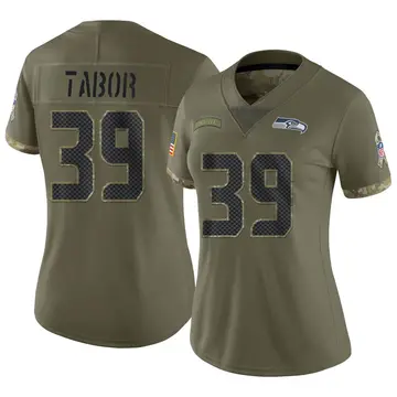 Nike Teez Tabor Women's Limited Seattle Seahawks Olive 2022 Salute To Service Jersey
