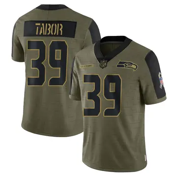 Nike Teez Tabor Youth Limited Seattle Seahawks Olive 2021 Salute To Service Jersey
