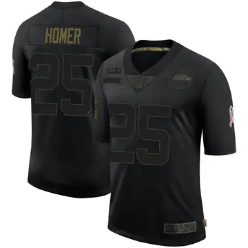 Nike Travis Homer Men's Limited Seattle Seahawks Black 2020 Salute To Service Jersey
