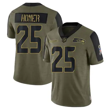 Nike Travis Homer Men's Limited Seattle Seahawks Olive 2021 Salute To Service Jersey