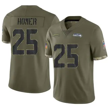Nike Travis Homer Men's Limited Seattle Seahawks Olive 2022 Salute To Service Jersey