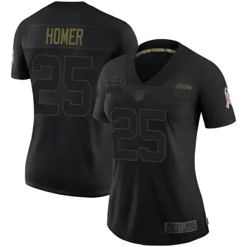 Nike Travis Homer Women's Limited Seattle Seahawks Black 2020 Salute To Service Jersey