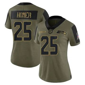 Nike Travis Homer Women's Limited Seattle Seahawks Olive 2021 Salute To Service Jersey
