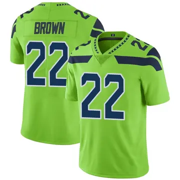 Nike Tre Brown Men's Limited Seattle Seahawks Green Color Rush Neon Jersey