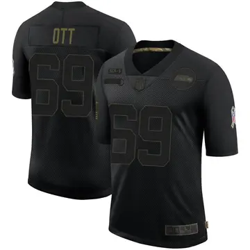 Nike Tyler Ott Men's Limited Seattle Seahawks Black 2020 Salute To Service Jersey