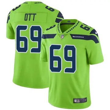Nike Tyler Ott Men's Limited Seattle Seahawks Green Color Rush Neon Jersey